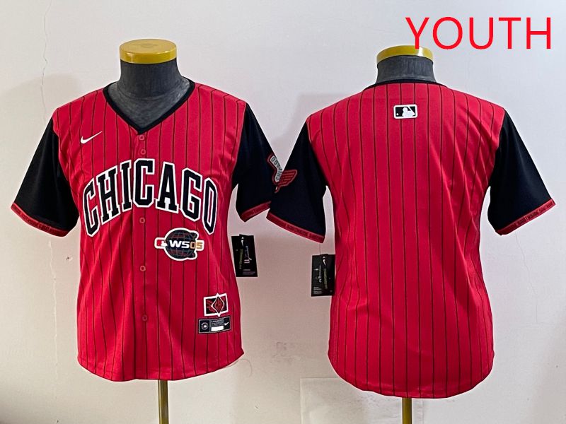 Youth Chicago White Sox Blank Red Stripe Joint Name Nike 2025 MLB Jersey style 4->youth mlb jersey->Youth Jersey